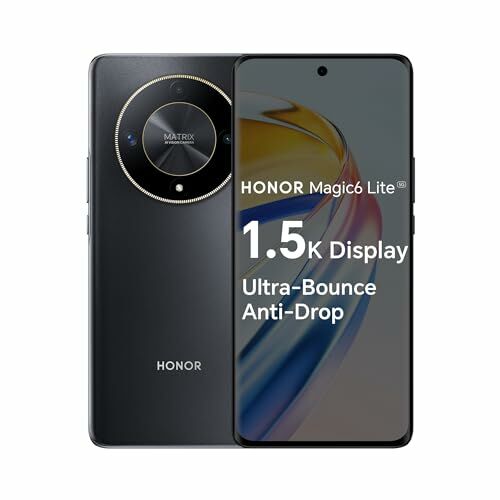 Image de HONOR Magic6 Lite Téléphones mobiles sans SIM, smartphone 5G, 8 Go + 256 Go, écran anti-chute de 6,7 pouces 120 Hz, triple caméra arrière 108 MP, batterie 5300 mAh, double SIM, Android 13, noir minuit