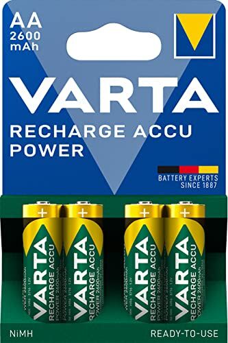 Image de VARTA Piles rechargeables AA, lot de 4, Recharge Accu Power, 2600 mAh Ni-MH, sans effet mémoire, préchargées, prêtes à l'emploi