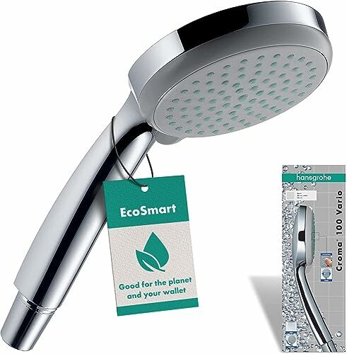 Image de hansgrohe Croma 100 - Pommeau de douche économie d'eau avec 9 l/min (EcoSmart), Douchette à main avec 4 types de jet, Douchette ronde (diamètre 105 mm), Chromé